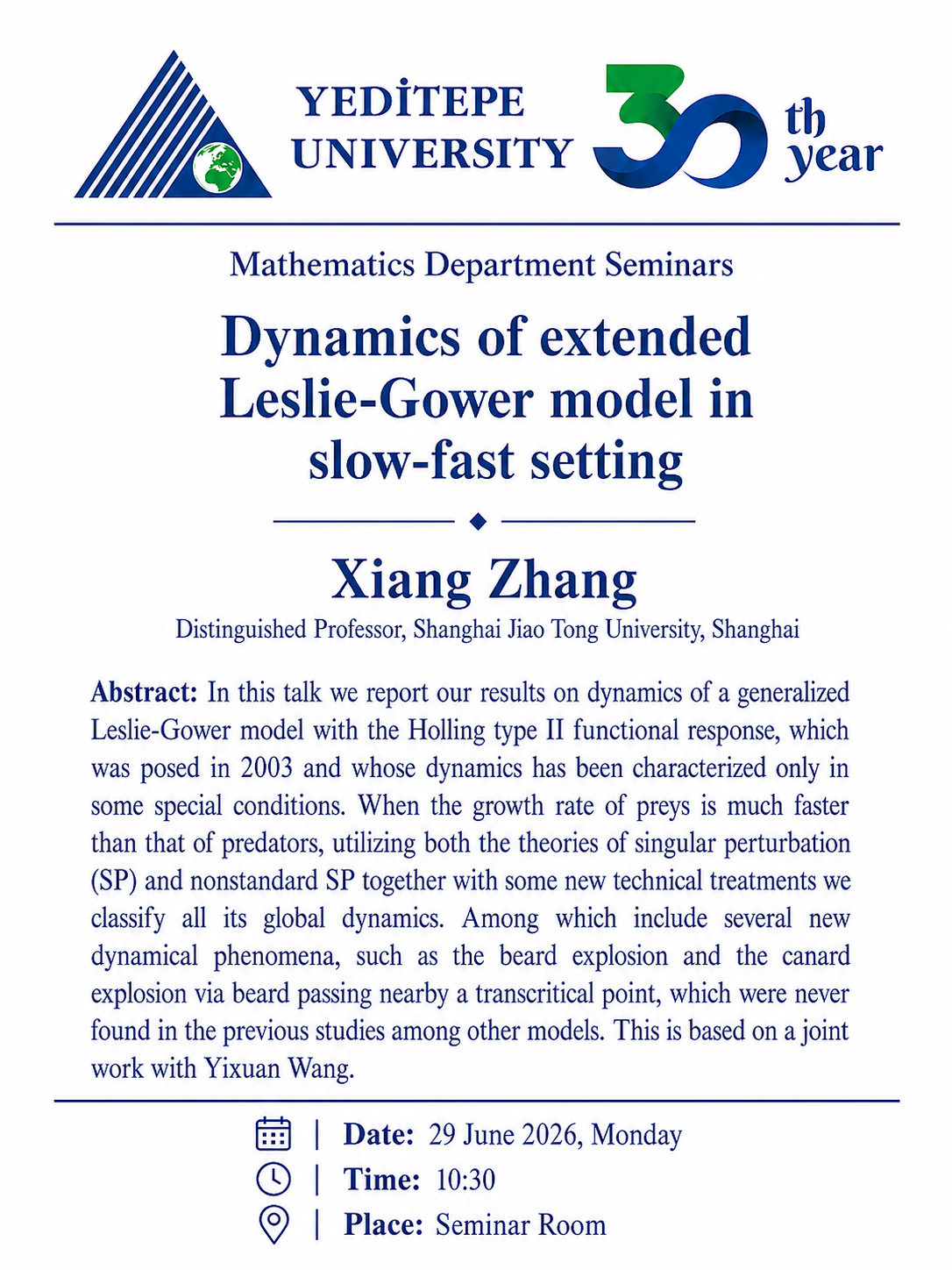Matematik Bölümü Semineri: Xiang Zhang (Shangai Jiao Tong University)